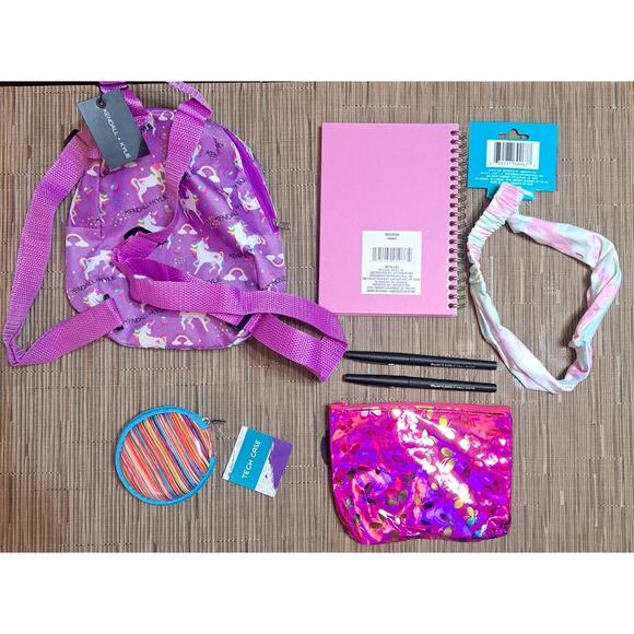 7 Piece Kendall & Kylie Purple Unicorn Mini Backpack Bag with Accessories - Picture 4 of 7